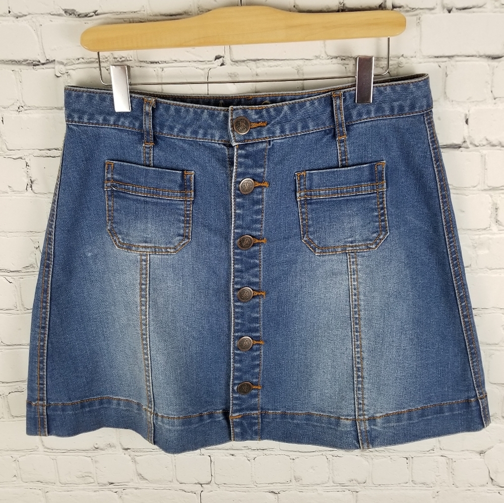 AMERICAN RAG | button up stretch jean denim skirt
